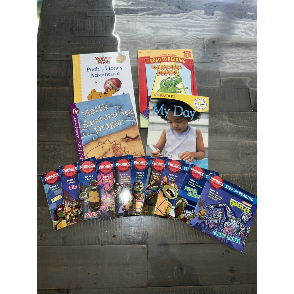 Kids Early Reader Book Lot TMNT Phonics‎ Winnie the Pooh Dancing Dinos 14 Books